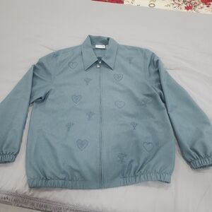 ALFRED DUNNER 12 Womens ‎ Light Weight Jacket Green Embroidered Floral